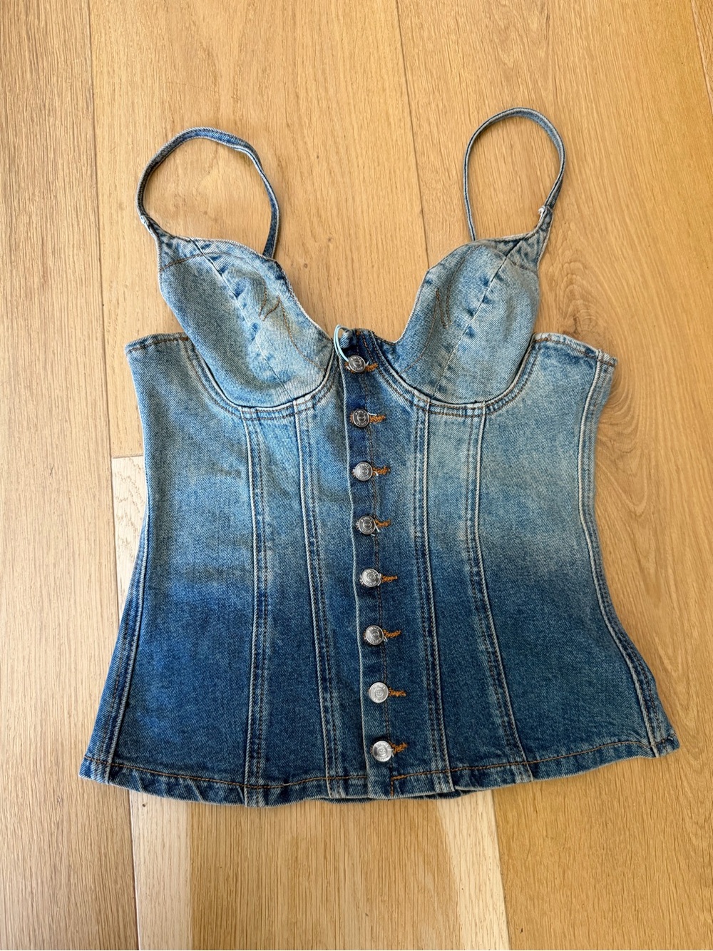 Motel Rocks Blue Ombre Denim Bustier Tank